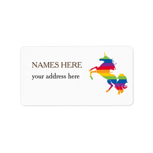Rainbow Colors Unicorn Shipping Labels