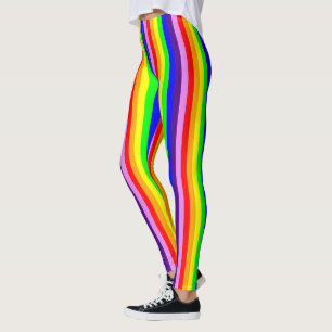 Rainbow Colors Vertical Skinny Stripes Colorful Leggings