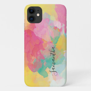 Rainbow Colors Watercolour Script iPhone 11 Case