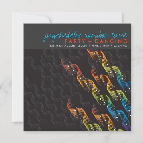 Rainbow Colors Wavy Abstract Twist Party Invite