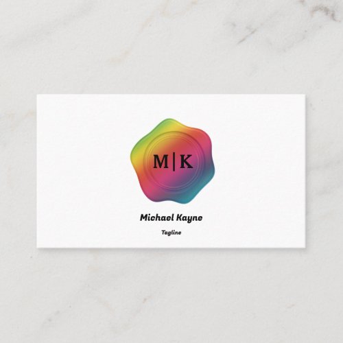 Rainbow Colors Wax Seal on Black  White Business Card