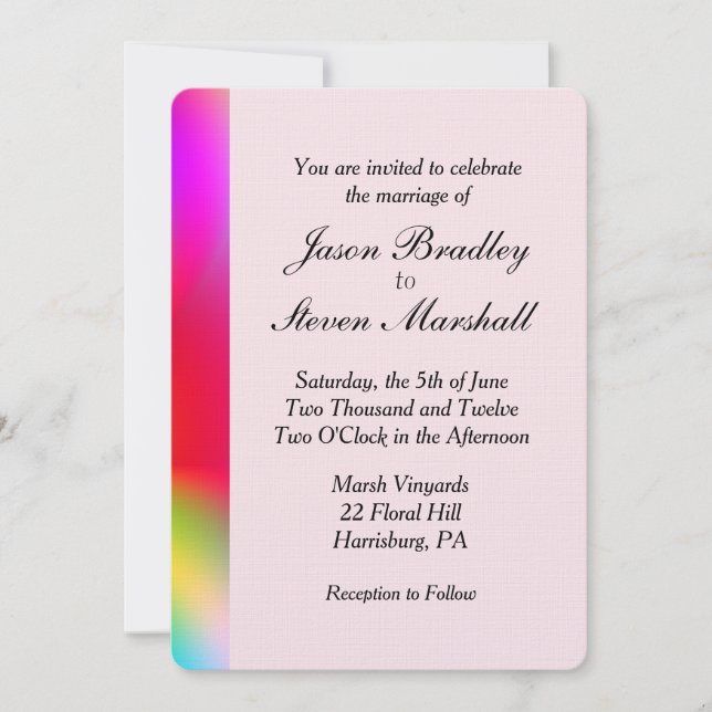 Rainbow Colors Wedding Gay Interest Invitation (Front)