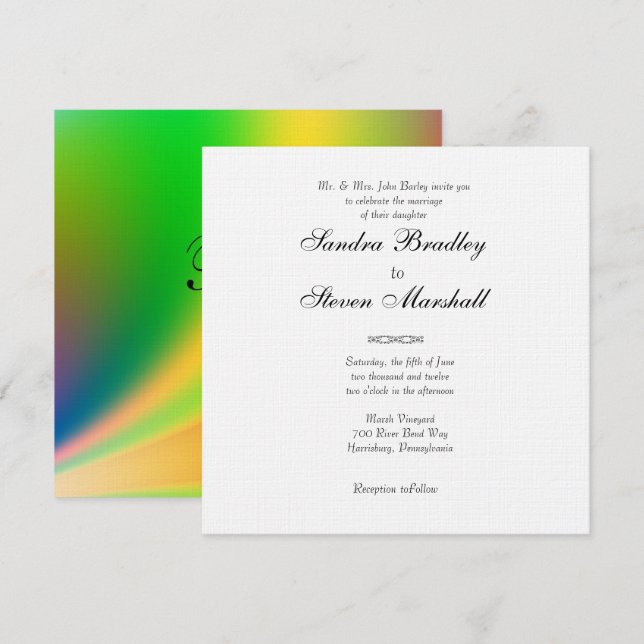 Rainbow Colors Wedding Invitation (Front/Back)