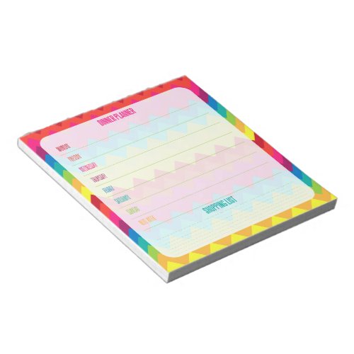Rainbow Colors Weekly Dinner Planner Notepad