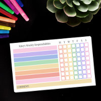 Rainbow Colors Weekly Responsibilities Chore Chart