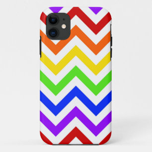 Rainbow Colors, White Large Chevron ZigZag Pattern iPhone 11 Case