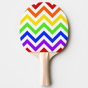 Rainbow Colors, White Large Chevron ZigZag Pattern Ping Pong Paddle