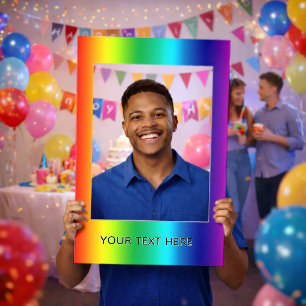 Rainbow Colors with Custom Text Line Selfie Frame