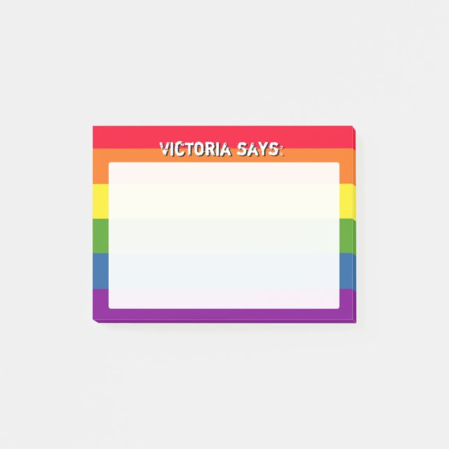 Rainbow Colors with Custom Text Post-it Notes (Front)