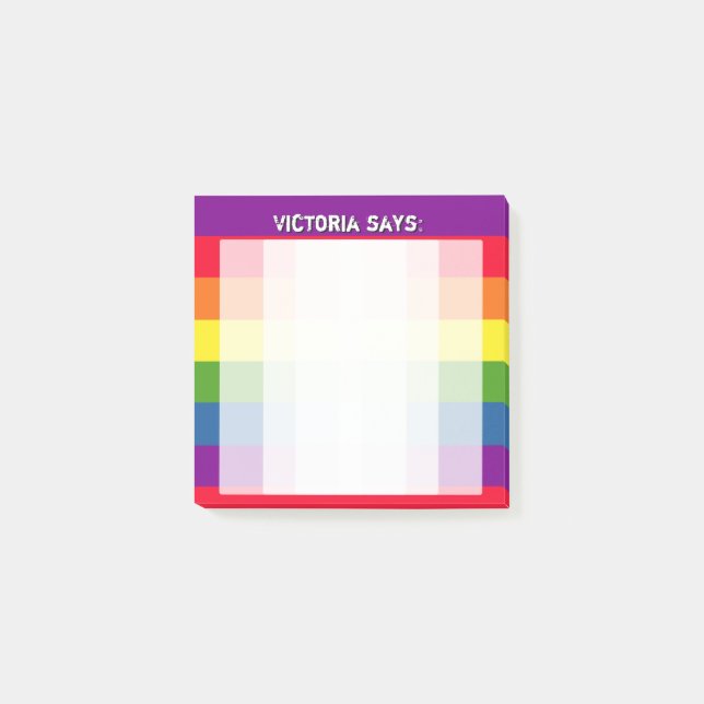 Rainbow Colors with Custom Text Post-it Notes (Front)