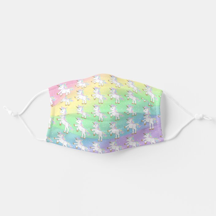 Rainbow Colors With Unicorn Pattern Cloth Face Mask Zazzle Com