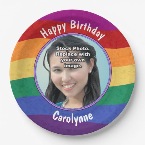 Rainbow Colors Your Photo Paper Plates