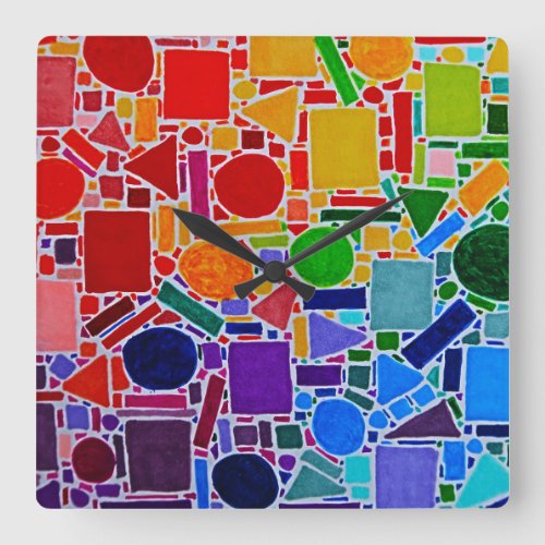 Rainbow Colour Chart Wheel modern abstract art Square Wall Clock