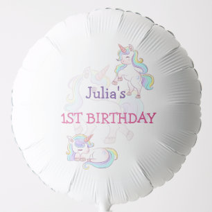 Rainbow colour Unicorn baby girl birthday   Balloon
