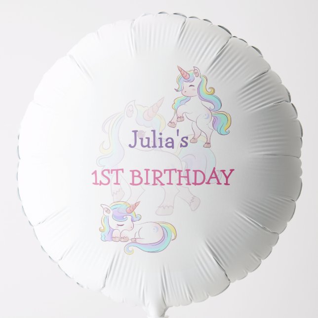 Rainbow colour Unicorn baby girl birthday   Balloon (Front)