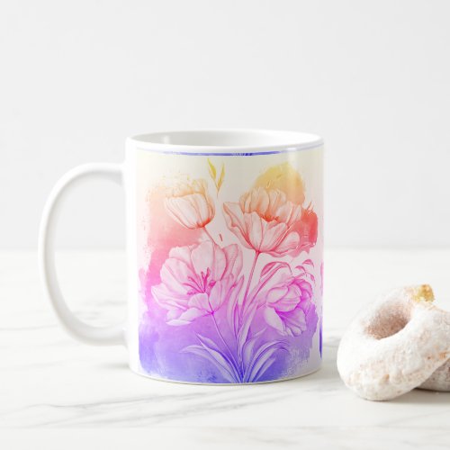 rainbow coloured flowers cup