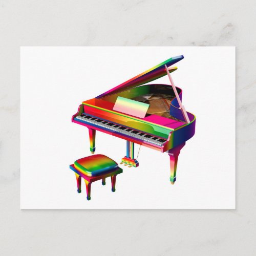 Rainbow Coloured Piano Postcard