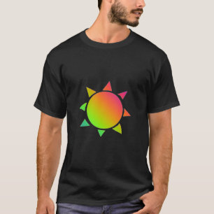 Rainbow coloured sun with black background T-Shirt