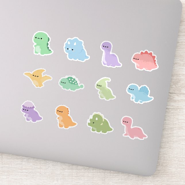 Rainbow Colourful Dinosaur Sticker (Detail)