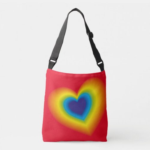 rainbow colourful heart crossbody bag