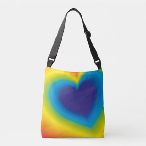 rainbow colourful heart crossbody bag