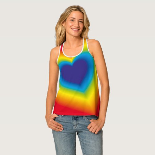 rainbow colourful heart Tank Top