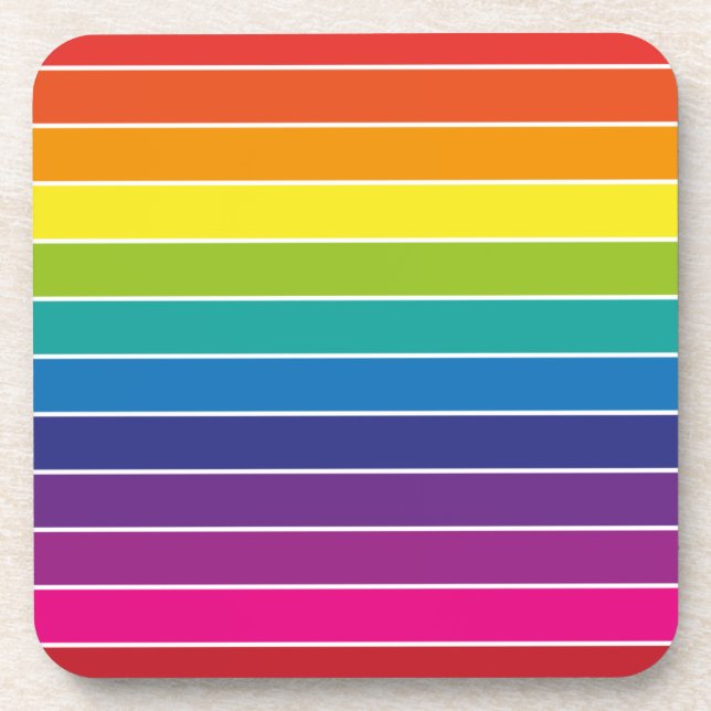 Rainbow Colours Design  Beverage Coaster (Front)