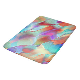 Rainbow colours in virtual pearly rock bath mat