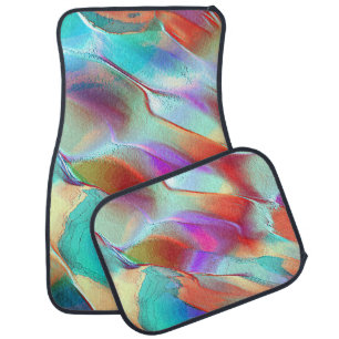 Rainbow colours in virtual pearly rock car floor mat