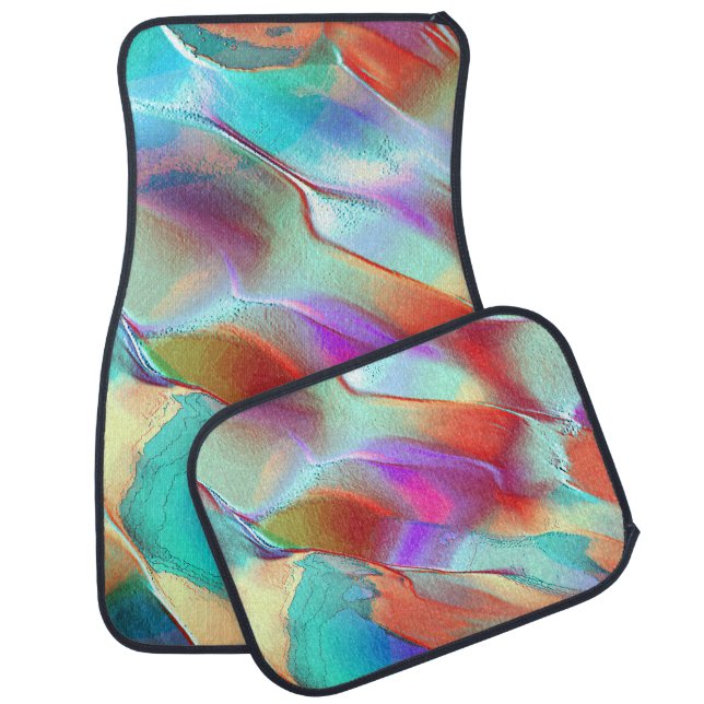 Rainbow colours in virtual pearly rock car floor mat (Set)