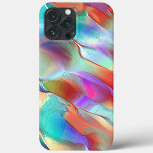 Rainbow colours in virtual pearly rock iPhone 13 pro max case