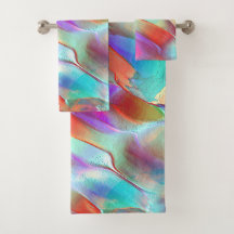 Rainbow colours in virtual pearly rock towel