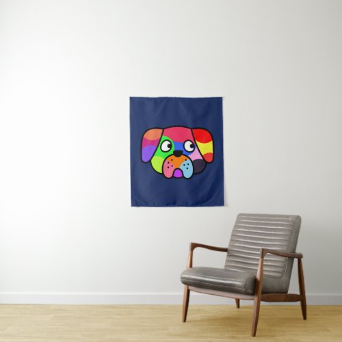 Rainbow Colours Pet Funny Colourful Dog Puppy Tapestry