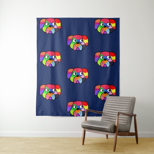 Rainbow Colours Pet Funny Colourful Dog Puppy Tapestry