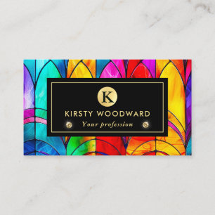 Rainbow Colours Stained Glass Pattern Business Card
