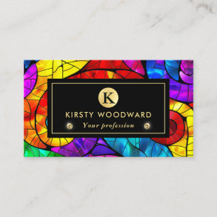 Rainbow Colours Stained Glass Pattern Business Card