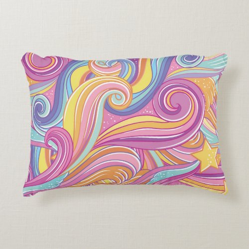 Rainbow Comet Magical Dreamy Sky Accent Pillow