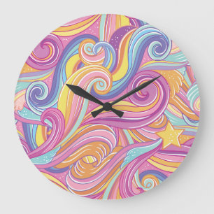 Rainbow Comet: Magical Dreamy Sky. Large Clock