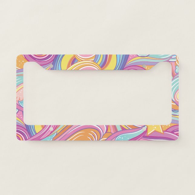 Rainbow Comet: Magical Dreamy Sky. License Plate Frame (Front)