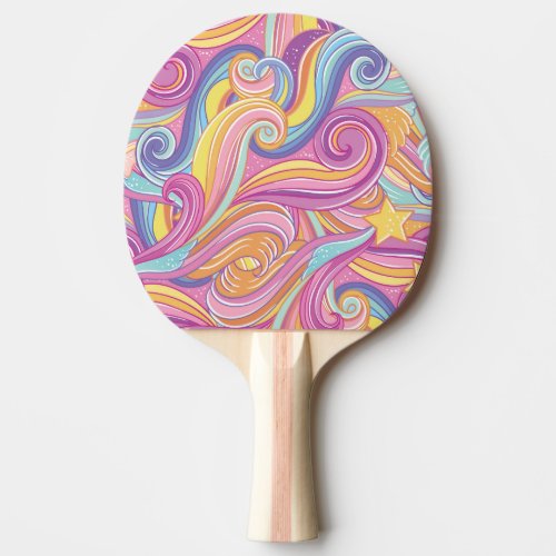 Rainbow Comet Magical Dreamy Sky Ping Pong Paddle