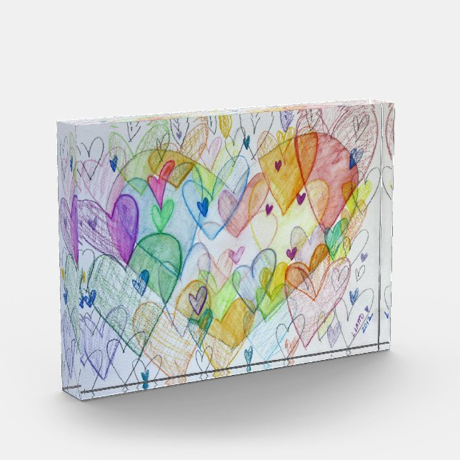 Rainbow Community Hearts Award Paperweight (Left)