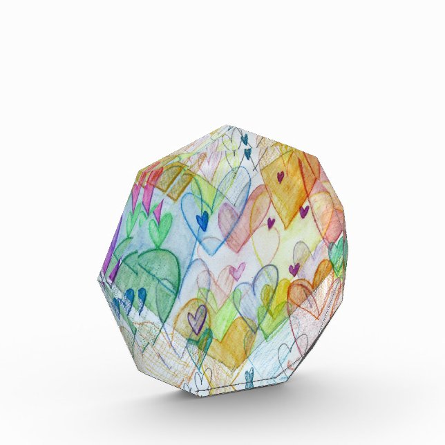 Rainbow Community Hearts Paperweight Award (Left)