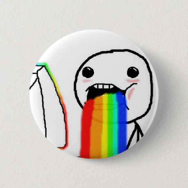 Rainbow Computer Face Guy Pinback Button (Front)