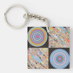 Rainbow concentric circle design keychain
