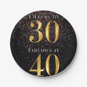 Rainbow Confetti 30th Birthday Napkins Adult Birth Paper Plates