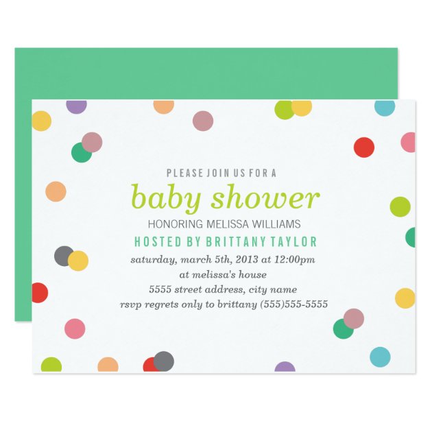 Rainbow Confetti Baby Shower Invite