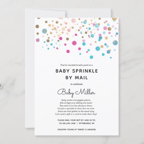 Rainbow Confetti Baby Sprinkle by Mail Invitation
