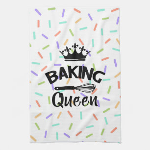 Rainbow confetti baking queen funny slogan kitchen towel