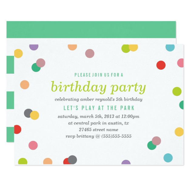Rainbow Confetti Birthday Invite