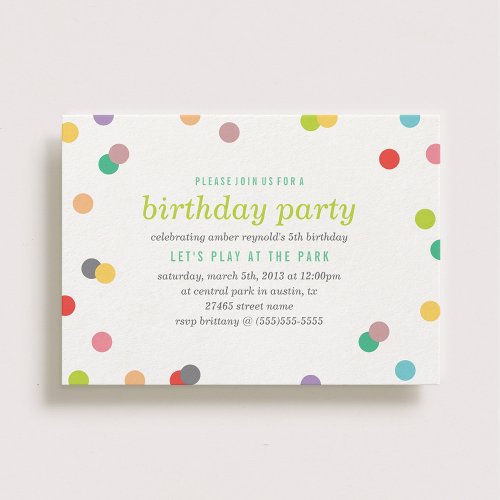 Rainbow Confetti Birthday Invite